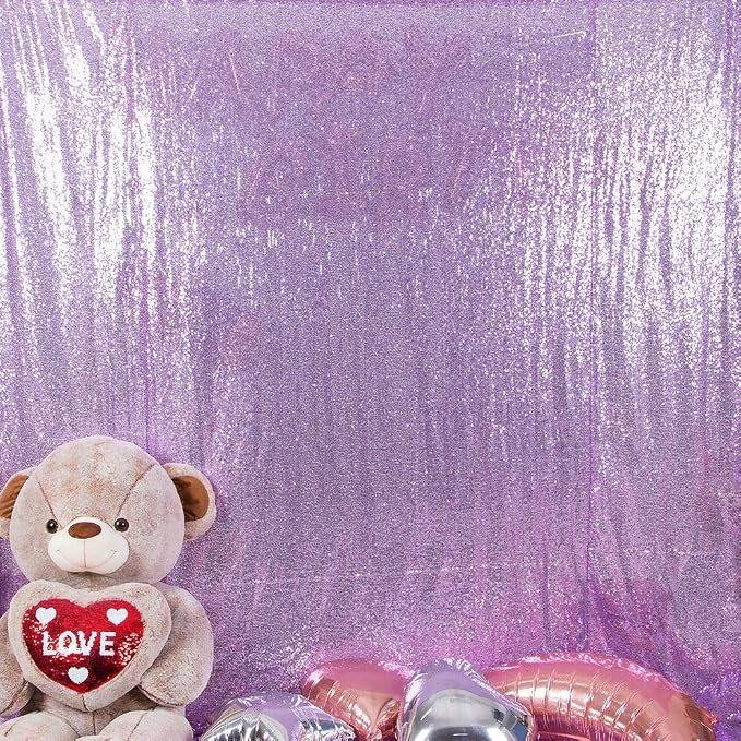 JYFLZQ Lavender Sequin Backdrop Curtains 6ft x 8ft 1 Panel Glitter Photo Booth - Image 2