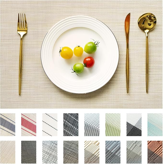 Placemats Set of 4 Vinyl/Plastic Woven Place Mats by Unknown