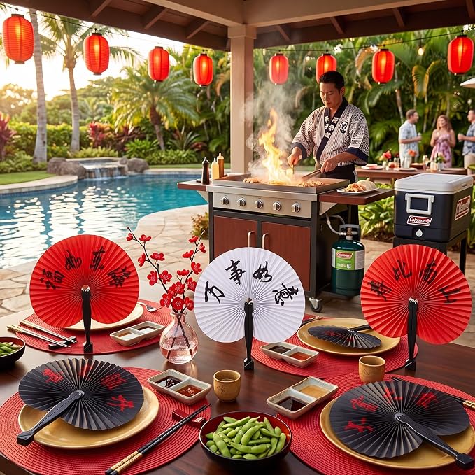 Jetec 30 Pcs Chinese Folding Hand Fans, Oriental Japanese Paper Handheld Fans - Image 4