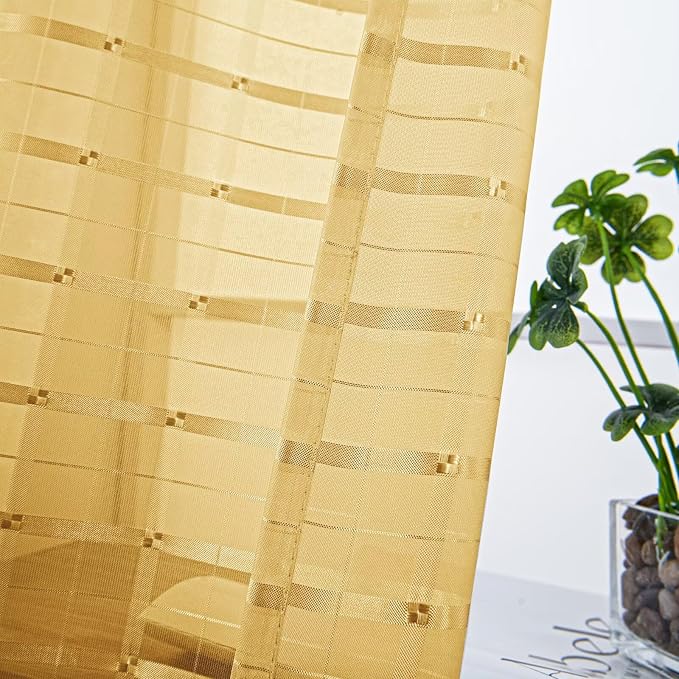 SpaceDresser Check Sheer Curtains 96 Inches Long - Image 2