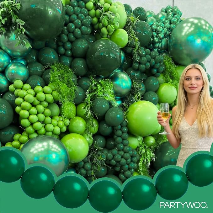 PartyWoo Dark Green Linking Balloons 100pcs 6 Inch Emerald Link Balloons | - Image 8