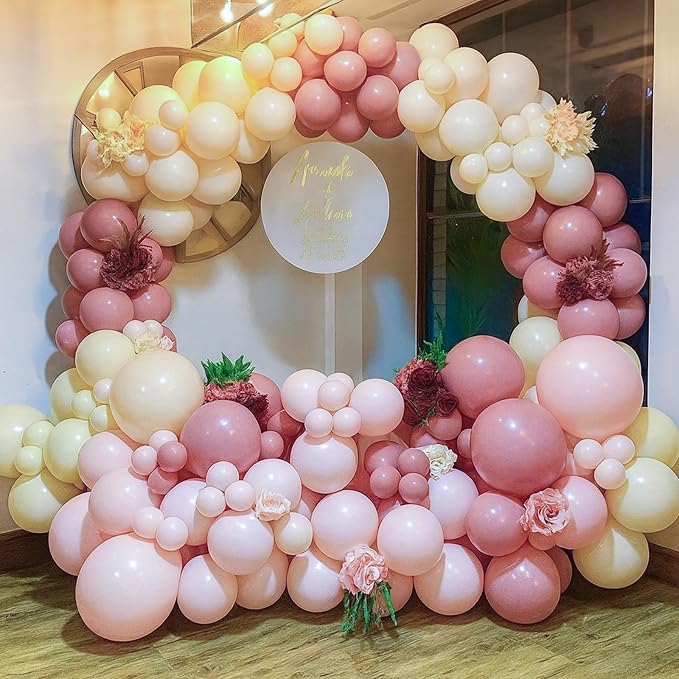 Retro Blush Pink Balloon Arch Kit Boho Pastel Pink Balloons Party Decor | Dusty - Image 2