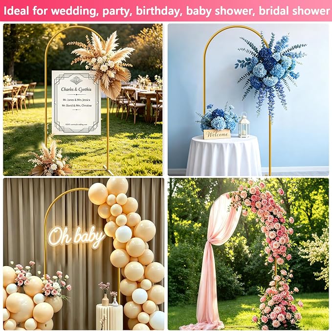 7.2 FT Metal Arch Backdrop Stand, Party Balloon Arch Stand | Dustproof caps - Image 5