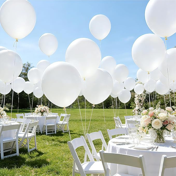 White Balloons Birthday Party Balloons - Image 7