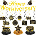 Work Anniversary Party Decorations Banners Swirls Honeycomb | Happy by Yoyuspy