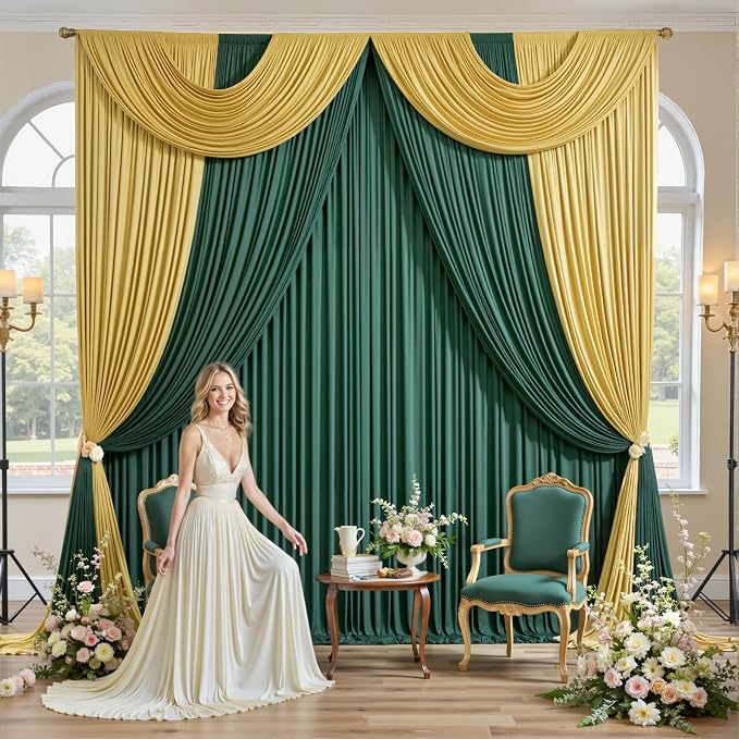 10×12ft Wrinkle Free Hunter Green Backdrop Curtain - Image 6