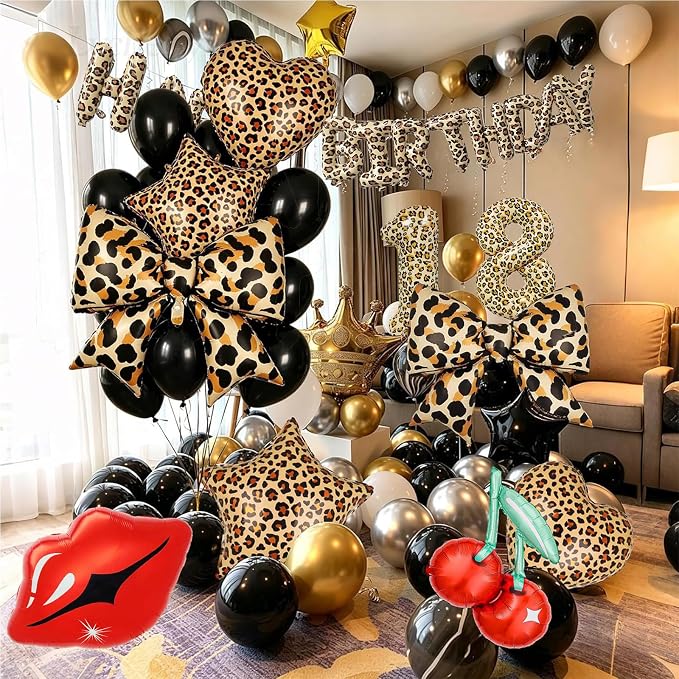 40Inch Large Leopard Print Number 0 Foil Balloons Cheetah 0th Wild One First - Image 3