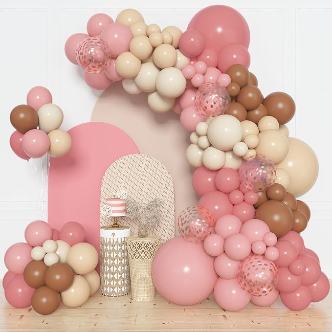 Amandir 153 Pcs Boho Balloon Arch Garland Kit | Retro Dusty Rose Pink Blush by Amandir