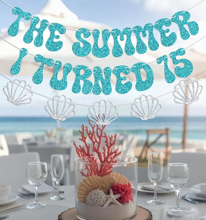 The Summer I Turned 15 Banner, Summer Beach Themed 15th Birthday Party - Image 2