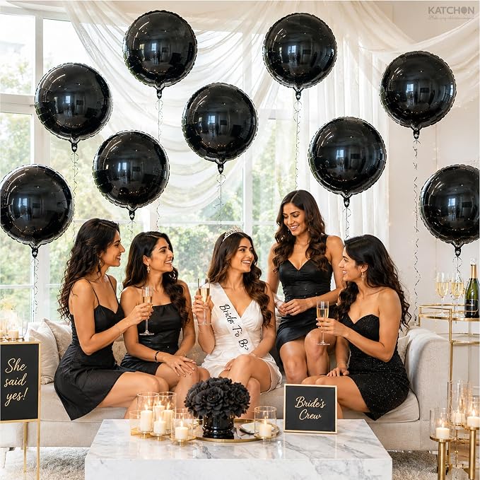 KatchOn, Huge Black Mylar Round Foil Balloons, 22 Inch - Image 5