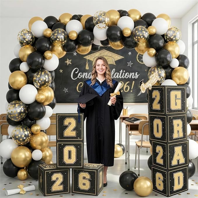 Black Gold Graduation Decorations 2026 - Image 5