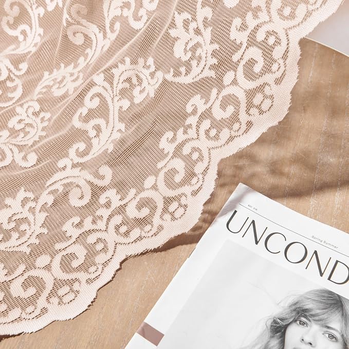 Blush Pink Lace Curtains 96 Inches Long 2 Panels - Image 6