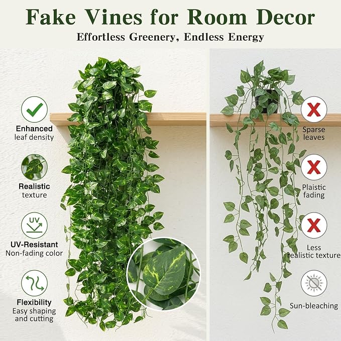 CEWOR Fake Vines for Room Decor 24 Pack 168ft Artificial Ivy Greenery Garland - Image 5