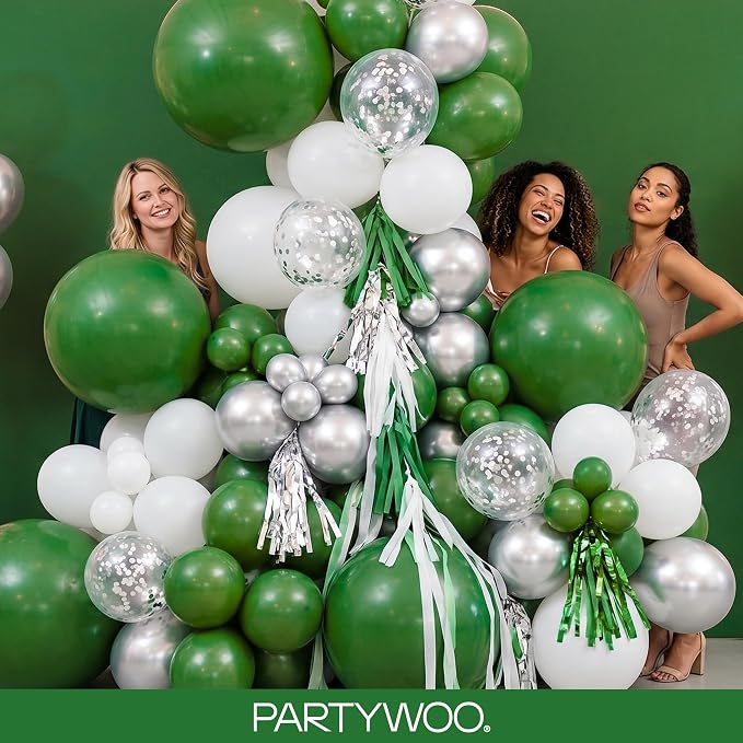 PartyWoo Dark Green Balloons 152pcs Emerald Hunter Forest Green Color | - Image 5