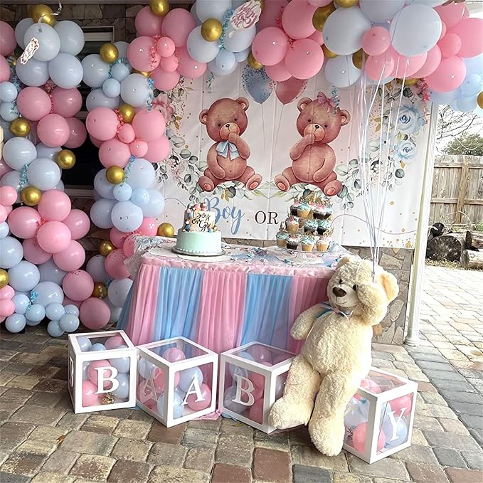 Pink and Blue Balloons Set, 35 Pack Pastel Pale Blue Pink Confetti Latex - Image 6