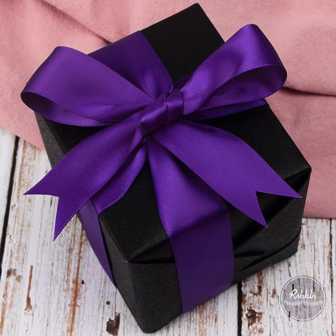 Ribbli Purple Double Faced Satin Ribbon, 1” x Continuous 25 Yards, Use - Image 2