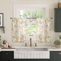 Kitchen Curtains 24 Inch Length 2 Panels, Floral Patterned Semi Sheer Light by Lajode