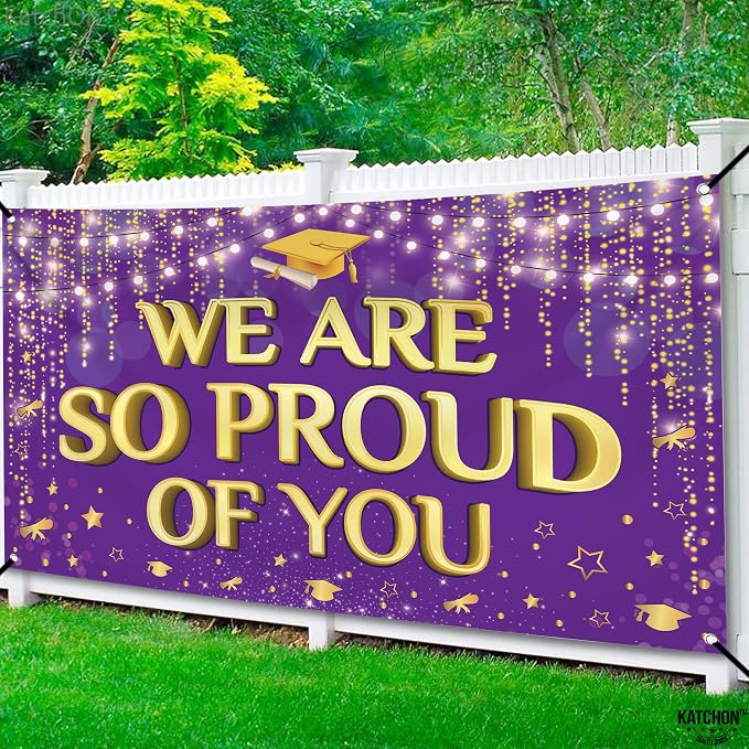 KatchOn We are So Proud of You Banner 72x44 Inch | Graduation Backdrop Purple - Image 6