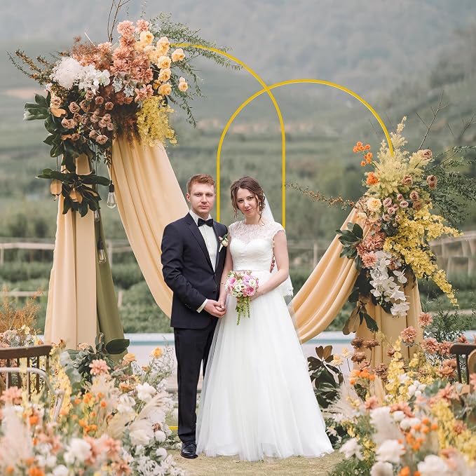 Wedding Arch Backdrop Stand 7.2FT, 6.6FT Gold Metal Arch Stand Set | Metal Arch - Image 3