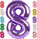 8 Balloon Numbers Birthday Decorations, 40In Purple Balloons by Mluchee