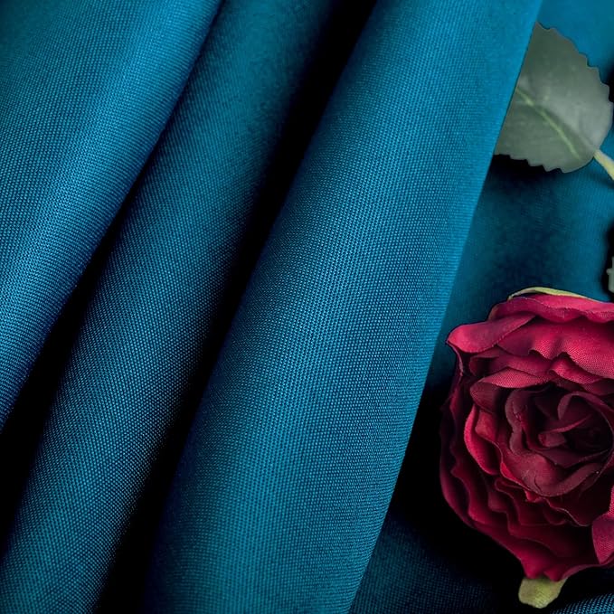 Ascoza 2pack 132 Inch Peacock Blue Round Tablecloth in Washable Polyester Fabric for Wedding/Banquet/Restaurant/Parties…