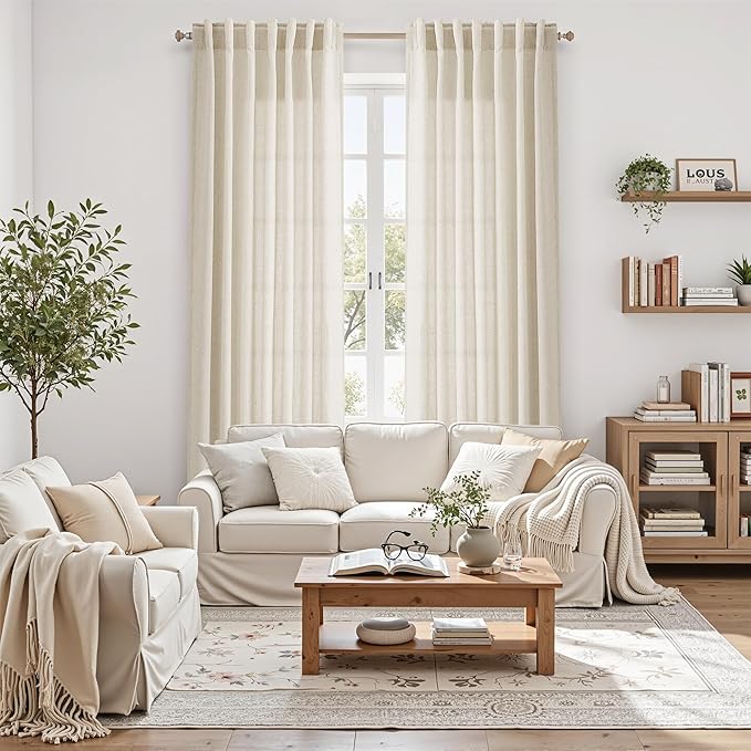 Birch Beige Linen Curtains 80 Inch Length - Image 6