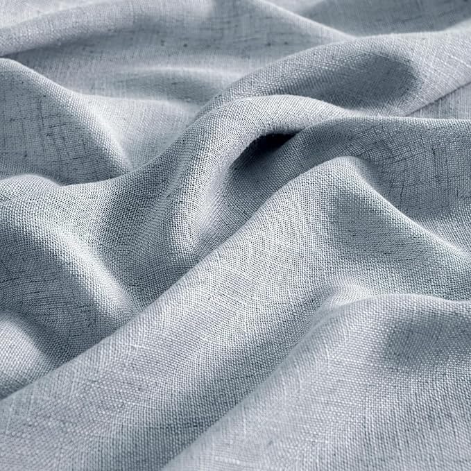 MIULEE Chambray Blue Linen Curtains 52x63 Inch Long - Image 4
