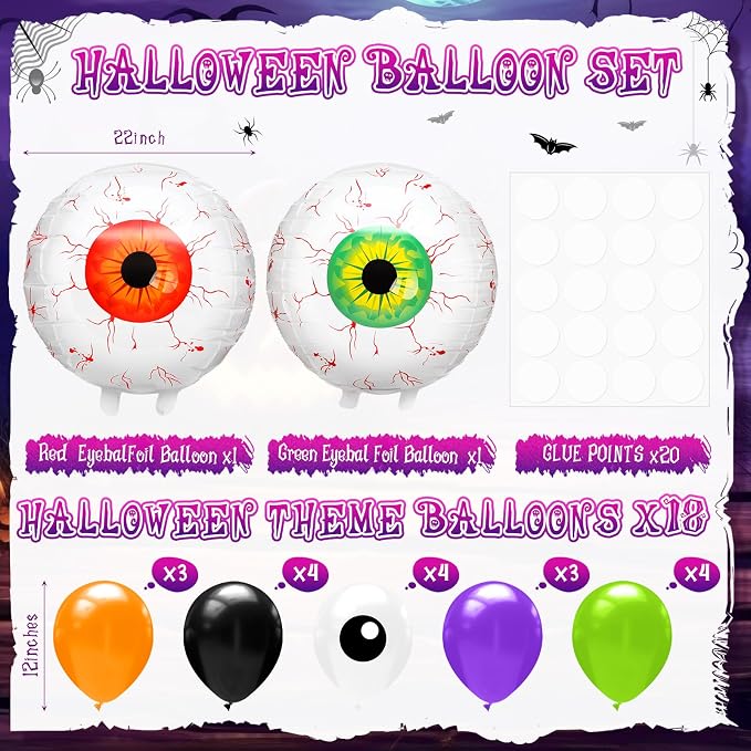Seematn 2 Set Halloween Balloon Stand Kits Eyeball Balloon Sticks Holder - Image 2