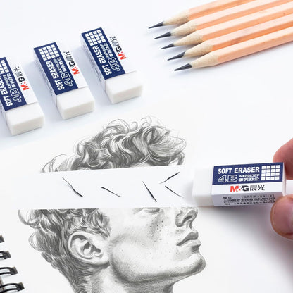 M&G 24 Pack White Erasers Bulk, Pencil Erasers 4B Rubber Rectangular Eraser for Kids School Students Office, Art Erasers for Drawing (New Packaging)