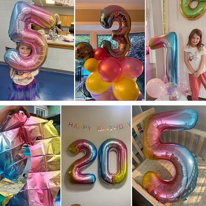 40 Inch Number Balloons 0-9 Rainbow Gradient Large Number 10 Balloons, Digital - Image 7