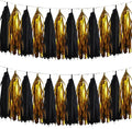 We Moment Black and Gold Tassel Garland，Tissue Tassel Banner by We+Moment