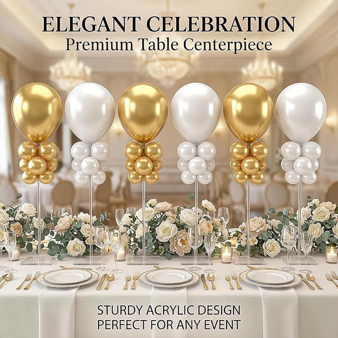 12 Pack Clear Acrylic Balloon Stand 15.75 inch Party Centerpiece Kit - Image 2