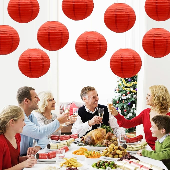 Red Paper Lanterns Round Shape Chinese Japanese Lanterns - Image 4