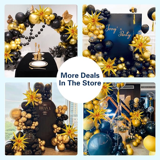 137Pcs Black and Gold Balloons Garland Arch Kit - Image 2