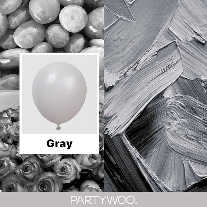 PartyWoo Gray Balloons 100pcs Matte Gray Latex Balloons Different Sizes | 18 12 - Image 2