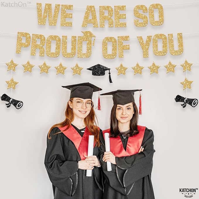 KatchOn Glitter Gold We are So Proud of You Banner 10 Feet | No DIY, Pre Strung - Image 5