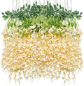 Artificial Wisteria Hanging Flowers-Fake Wisteria Flower Garland Silk Vines by WONICE