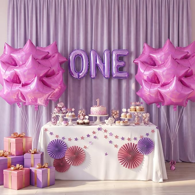 TONIFUL 15 Pcs Star Shaped Balloons 18Inch Iridescent Hot Pink Foil Balloon | - Image 4