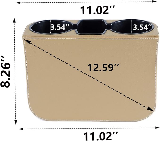 Cup Holder for Car, Console Side Pocket, PU Leather Cover, Front Seat Organizer - Image 4