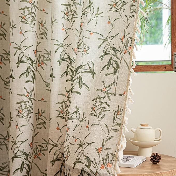 ENJOYBRIDAL Floral Curtains 96 Inch Long Semi Sheer Boho Drapes - Image 5