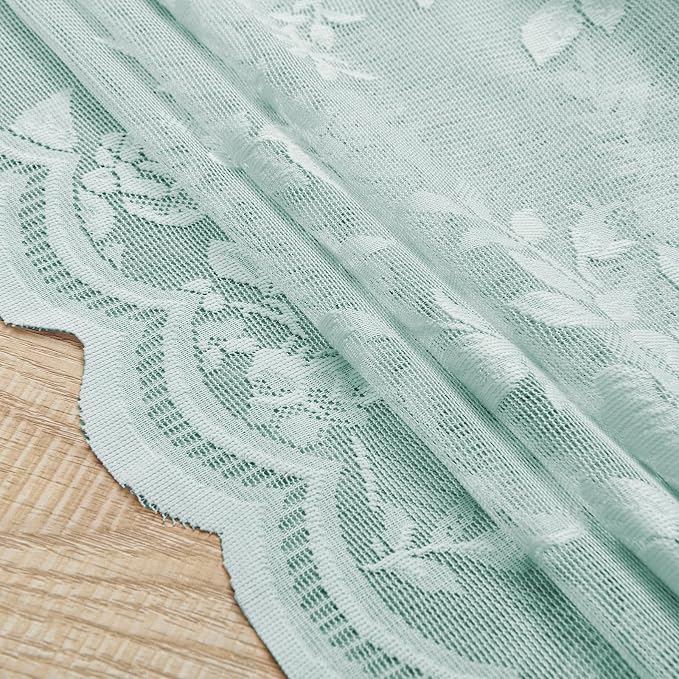 Pastel Turquoise Lace Curtains - Image 7