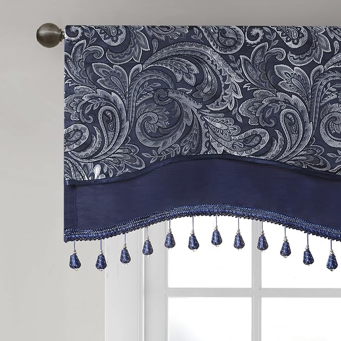 Madison Park Faux Silk Paisley Jacquard, Rod Pocket Curtain - Image 3