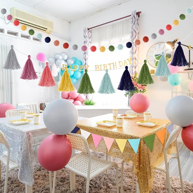 Irenare 9.8 ft Pom Pom Garland for Classroom Felt Rainbow Garland Back to - Image 8
