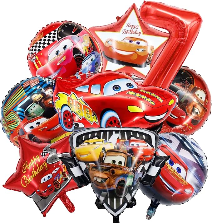 9 Pcs Car Theme Happy Birthday Decorations, Cute Cartoons Party Decorations by COWSTOOK
