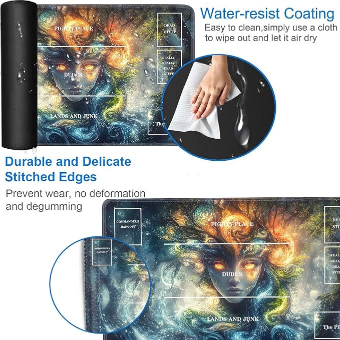 for TCG Playmat with Zones, Non-Slip Rubber Bottom Trading Card Game Mat with - Image 3