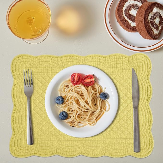 HOMBYS Quilted Placemats Set of 6 Washable-13x18 inches Rectangular Placemats - Image 3