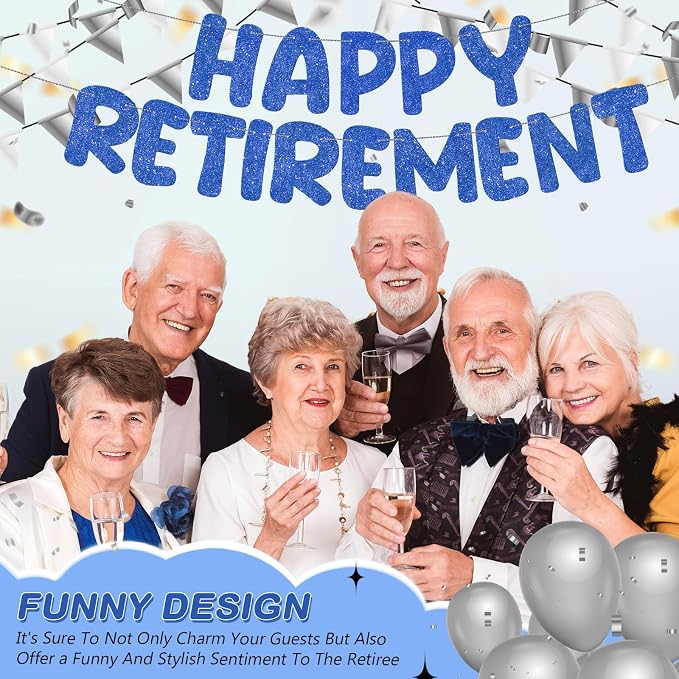 Fulmoon Pre Strung Happy Retirement Banner Glitter Retirement Sign Funny - Image 4