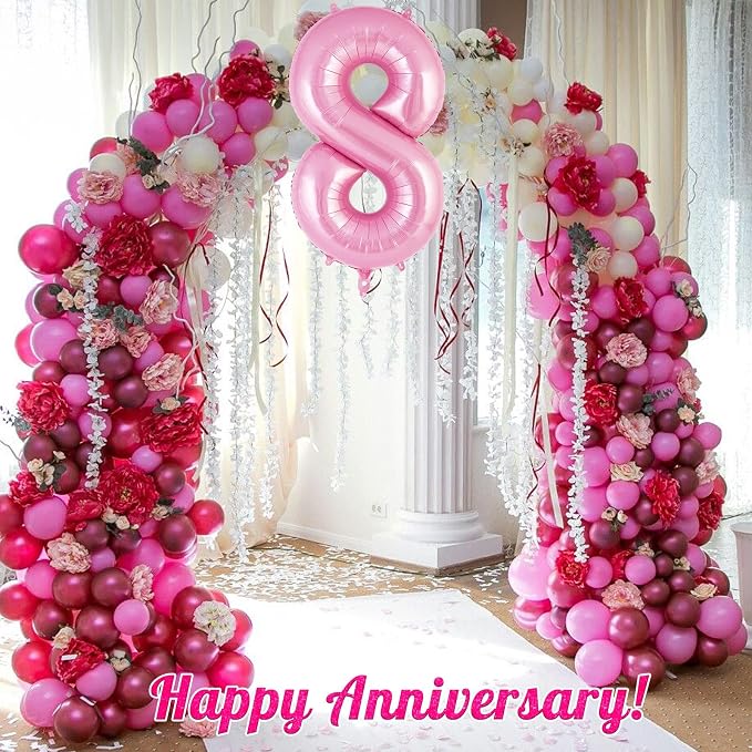 Pink Number 8 Balloon 40 Inch, Big Large Foil Helium Number Balloons, Jumbo - Image 6