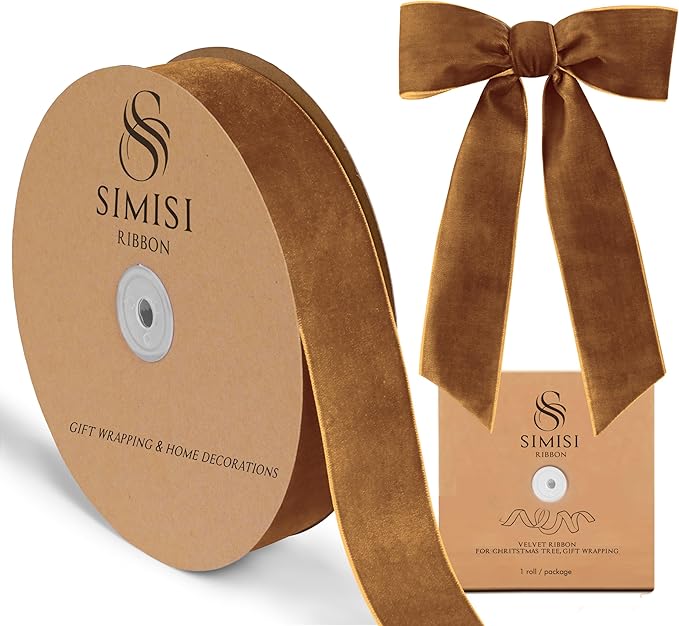Copper Velvet Ribbon 1.5'' 25 Yards for Christmas Tree, Gift Wrapping, Flower Bouquet, Wreath Decorations, Bow Making