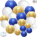 21Pcs Blue Paper Lanterns, 4-10in Hanging Decor by GCVOPTON